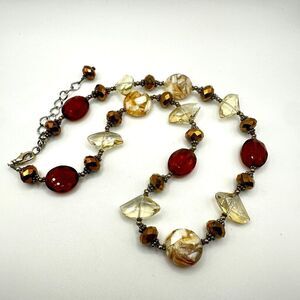 22" Swarovski Champagne Crystal, Glass and Resin/Shell beaded necklace!